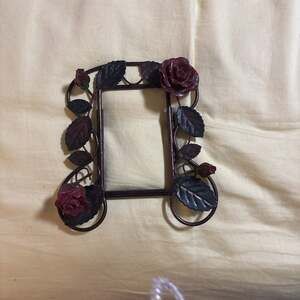 Shabby Tole Frame With Rose Motif